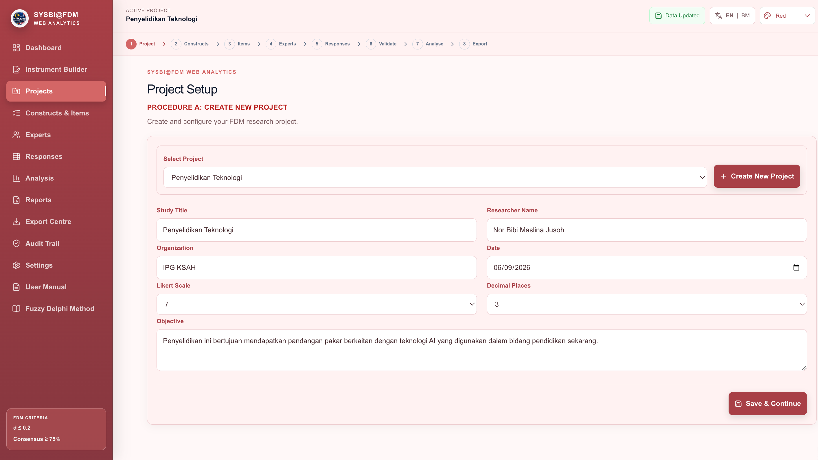 Procedure A project setup