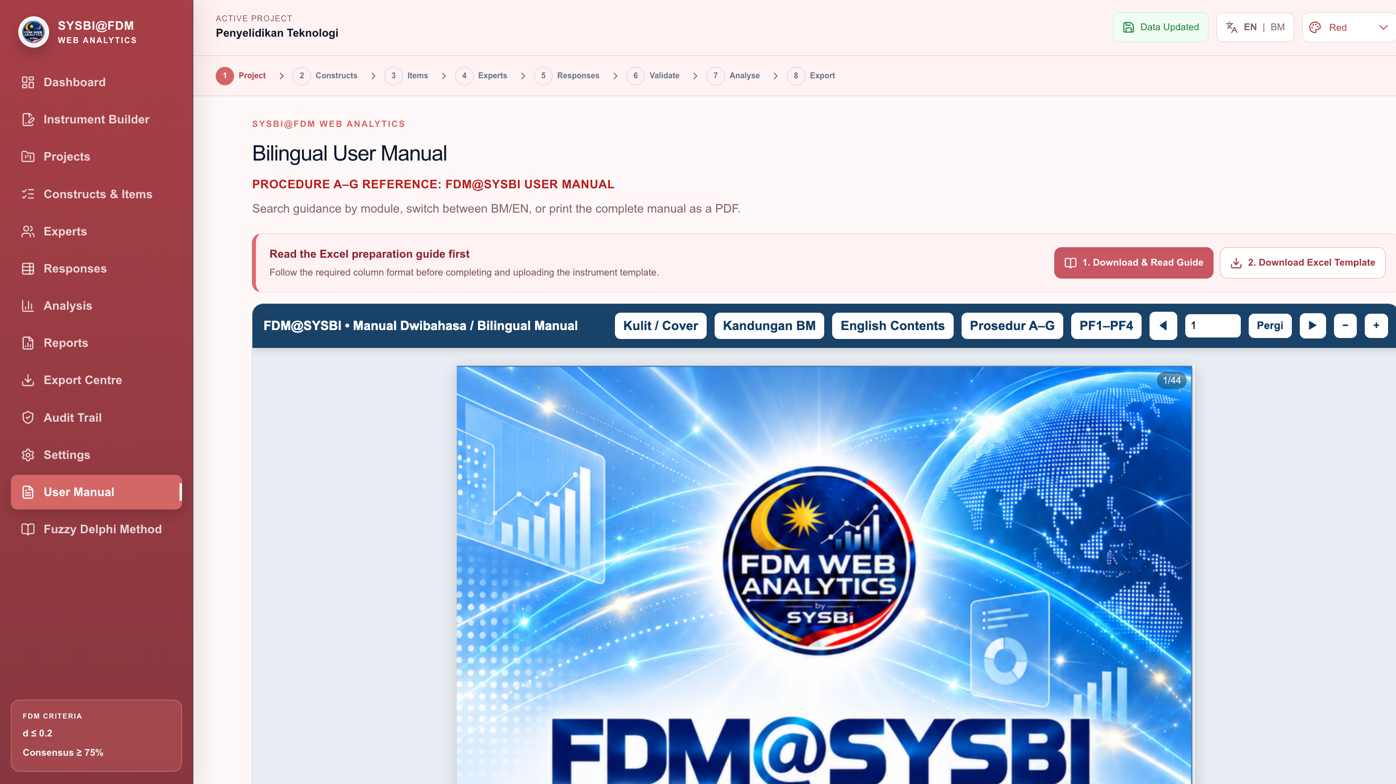 User manual and Excel guides
